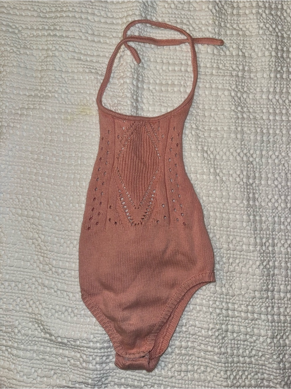Girls Knit Halter One-Piece Bodysuit in Dusty Rose